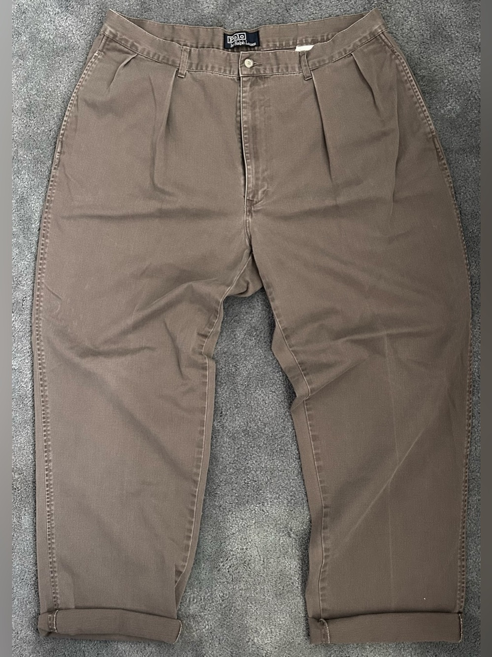 Polo by Ralph Lauren Classic Pleated Chino Pants - 38/30 - Gray Green